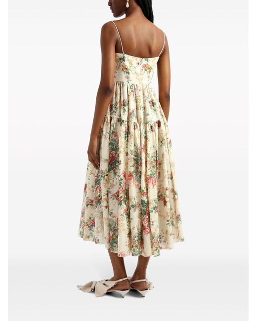 Erdem Natural Floral-print Linen Dress