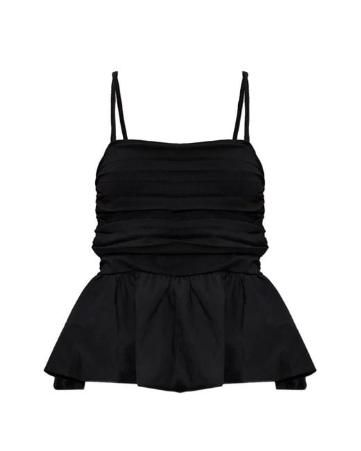 Gestuz Black Erin Ruched Peplum Top