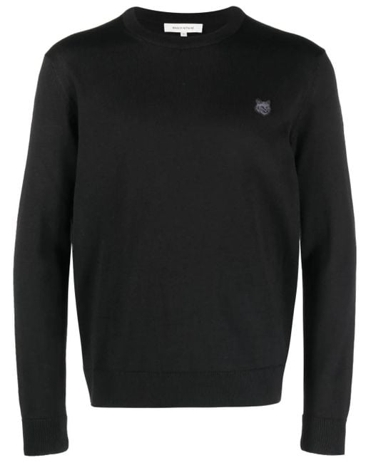 Maison Kitsuné Trui Met Logopatch in het Black voor heren