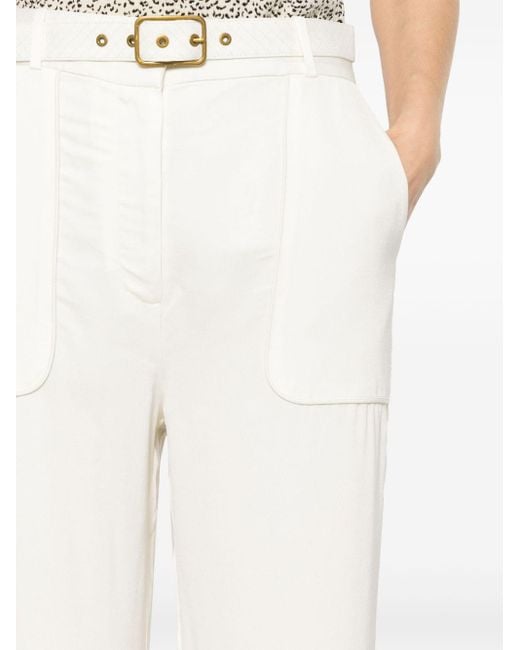 Zimmermann White Cropped Flared Trousers