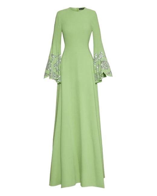 Oscar de la Renta ベルスリーブ マキシドレス Green
