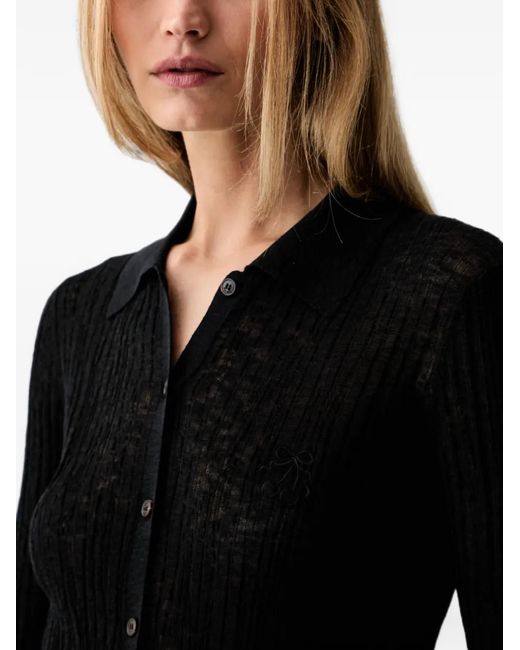 Miss Sixty Black Ribbed Embroidered Cardigan