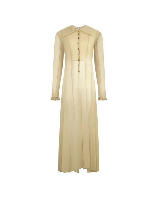 Philosophy Di Lorenzo Serafini Natural Ruffle-Cuff Button-Up Maxi Dress
