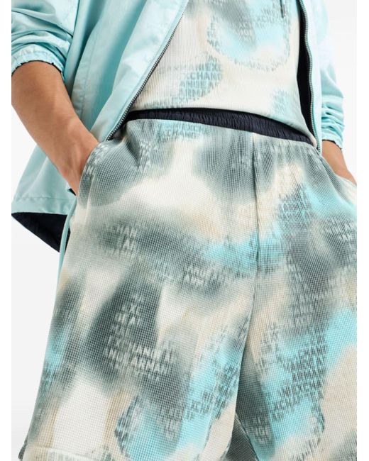 Pantalones cortos con logo estampado Armani Exchange de hombre de color Blue