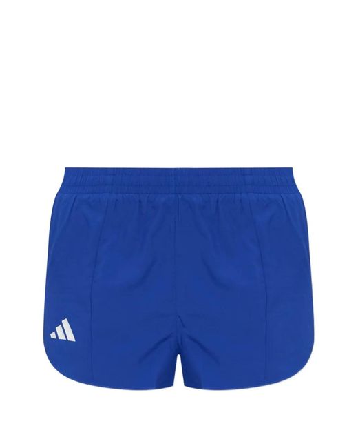 Adidas Blue Adizero Logo-Print Shorts