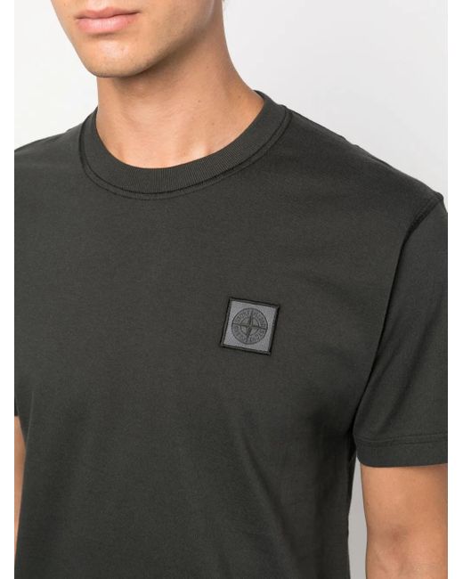 Stone Island Black Compass-Patch Cotton T-Shirt for men