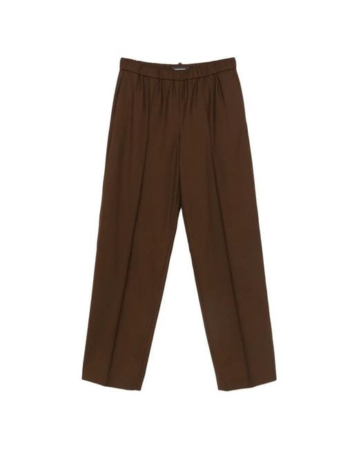 Fabiana Filippi Brown Elasticated-Waist Pressed-Crease Trousers