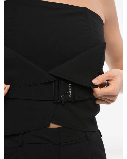 John Richmond Black Belted Strapless Top