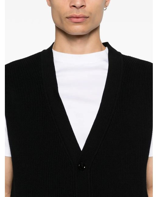 Lardini Black Cardigan Sans Manches À Col V for men