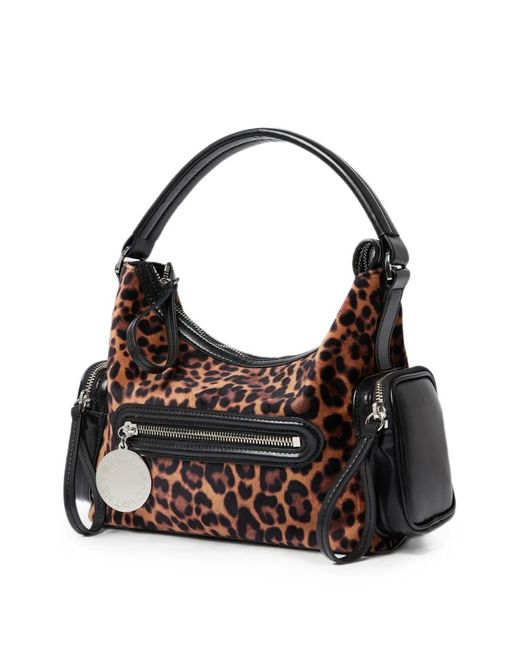 Stella McCartney Black Leopard-Print Zipped Shoulder Bag