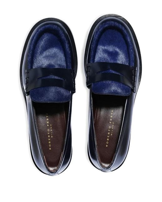 Roberto Festa Blue Xander Pony Skin Loafers
