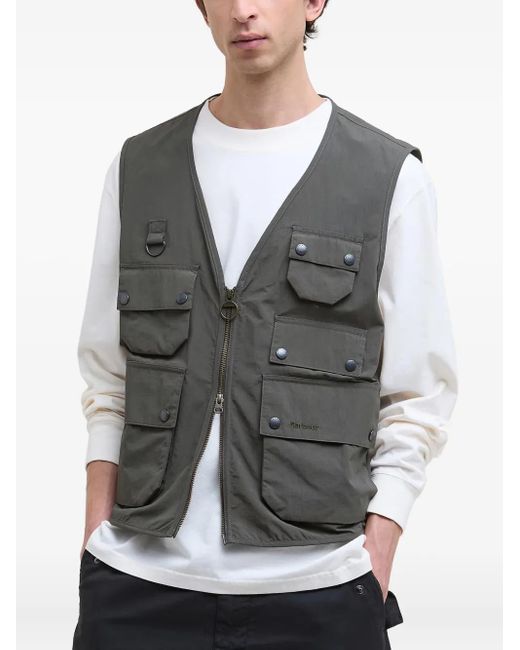 Barbour Gray Utility Editor Multi-Pocket Gilet for men