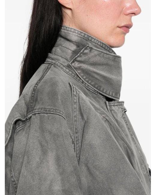 6397 Gray Fireman Multi-Pocket Cotton Coat