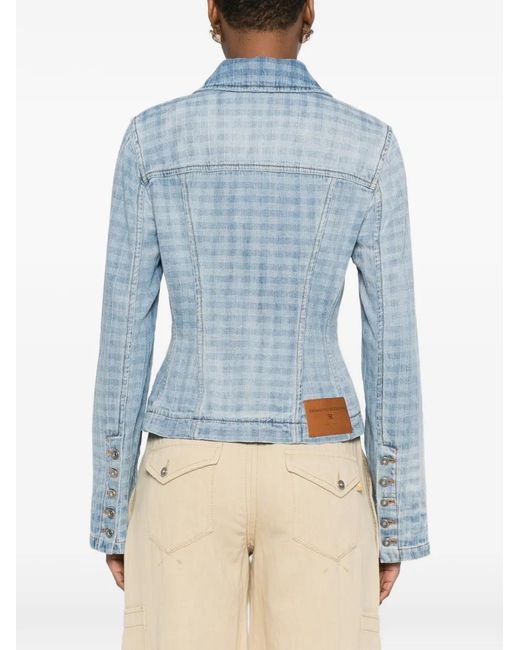 Ermanno Scervino Blue Check Pocket Jacket