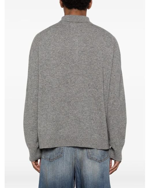 Acne Gray Logo Wool Polo Shirt for men