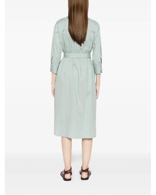 ROSSO35 Blue Embroidered Tie-Waist Midi Dress