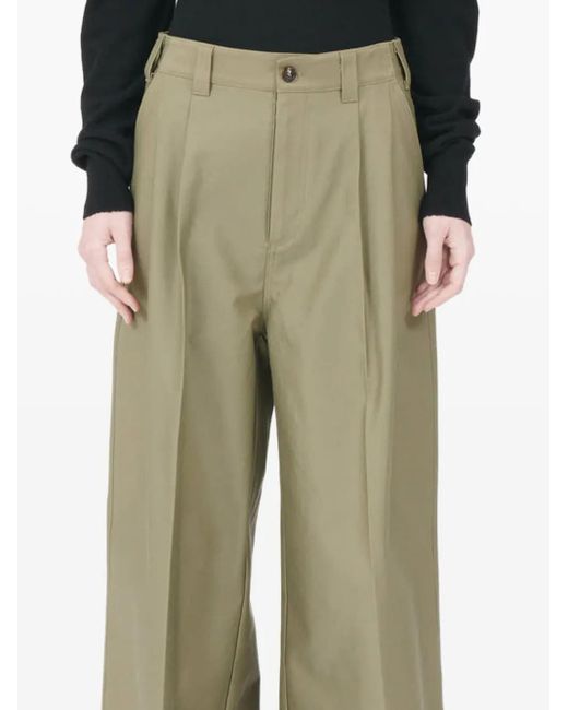 Maison Margiela Green Pleated Straight Trousers