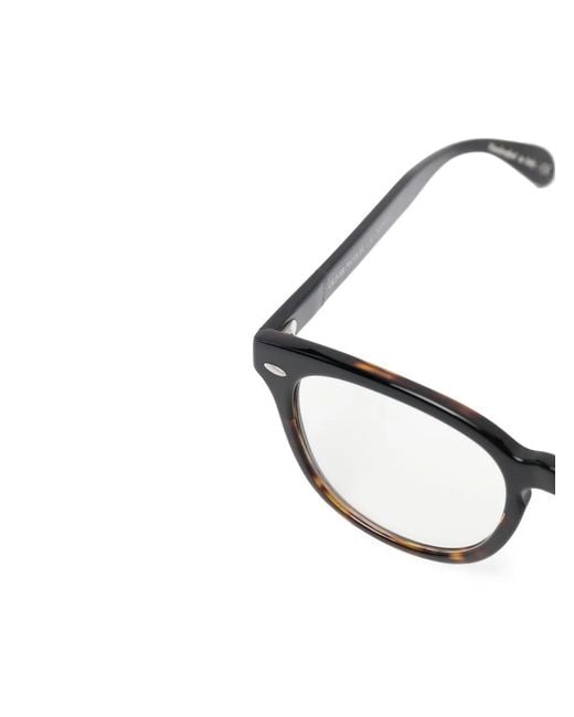 Oliver Peoples Black Tortoiseshell-Effect Round-Frame Glasses