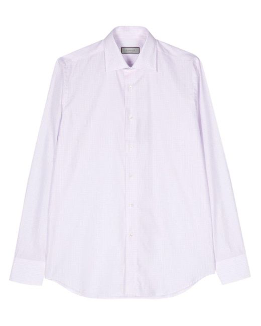 Canali White Check-pattern Cotton Shirt for men