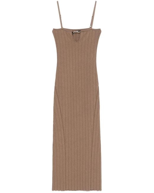 Jacquemus Brown La Robe Sierra À Bretelles Midi Dress