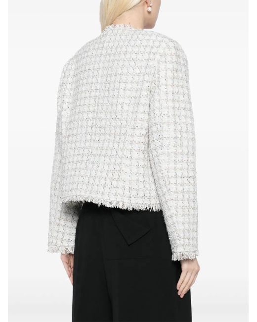 B+ AB White Raw-Finish Tweed Jacket