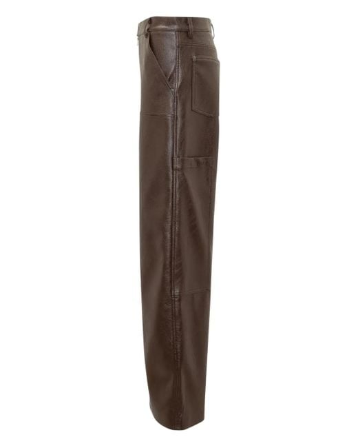 MSGM Brown Leather Trousers