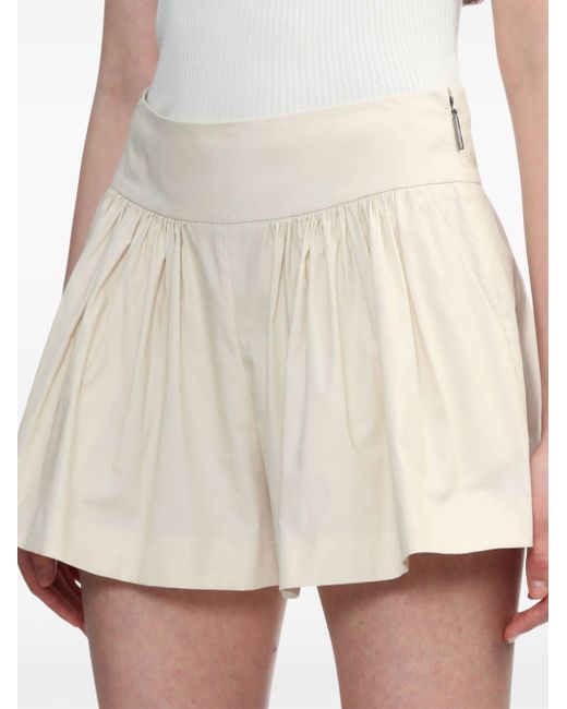 MSGM Natural Pleated Cotton Shorts