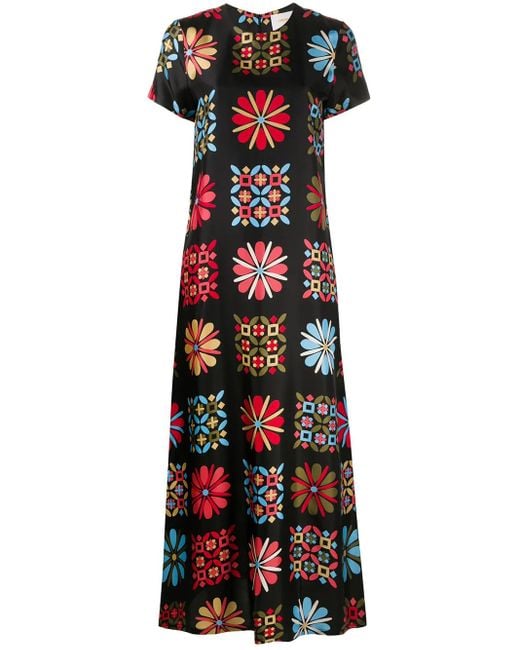 LaDoubleJ Multicolor Printed Silk Maxi Dress