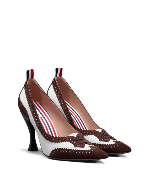 Thom Browne Brown Calf Suede Low Throat Wingtip Pumps 90Mm