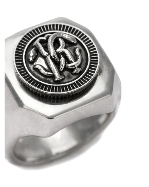 Anello Con Sigillo di Roberto Cavalli in Gray da Uomo