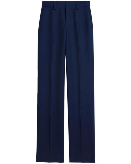 AMI Blue High-Waisted Wool Trousers