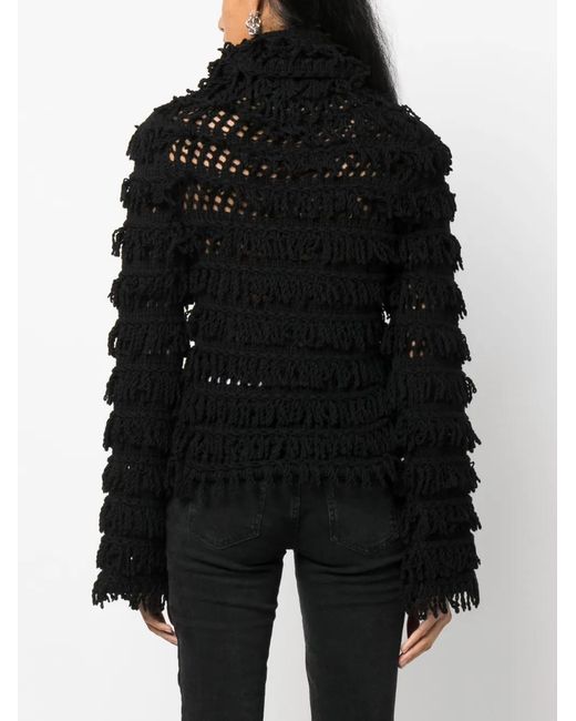 Blumarine Black Fringe-detail Jumper