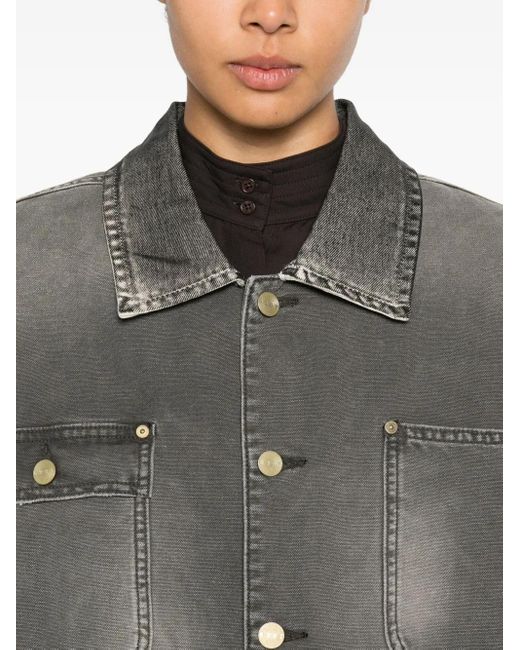 6397 Gray Chore Coat Button Patch Pocket Jacket