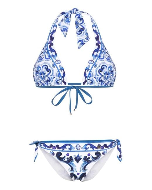 Dolce & Gabbana Majolica-print Bikini in Blue | Lyst Dolce & Gabbana Majolica-print Bikini in Blue | Lyst
