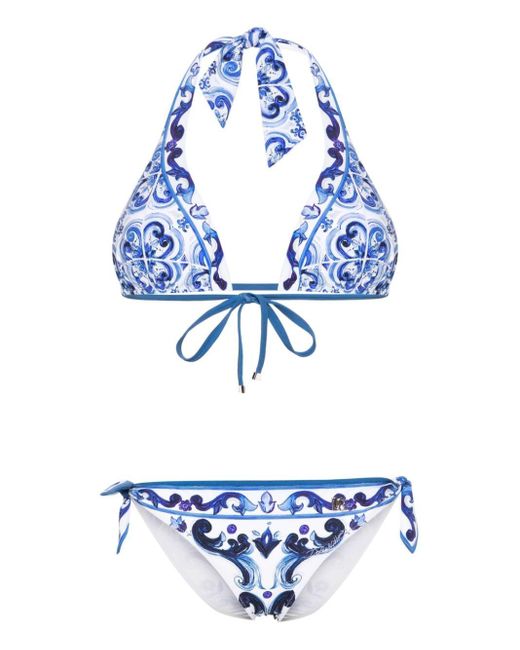 Dolce & Gabbana Blue Majolica-print Bikini