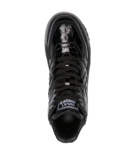 Versace Black Greca Odissea Leather High-top Sneakers for men