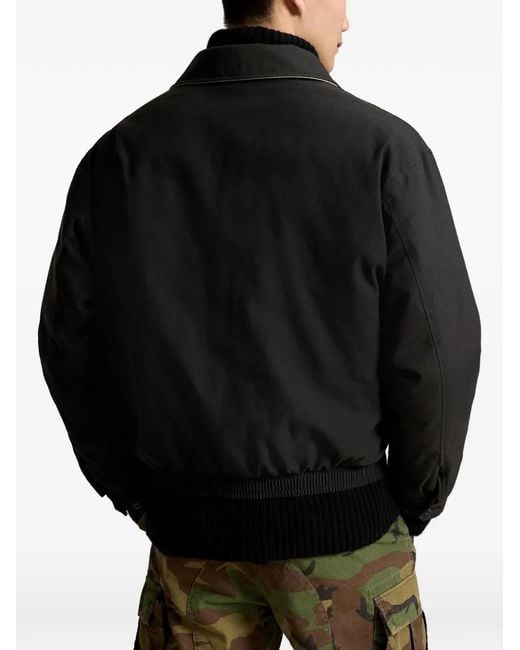 Polo Ralph Lauren Black Embroidered-Logo Shirt Jacket for men