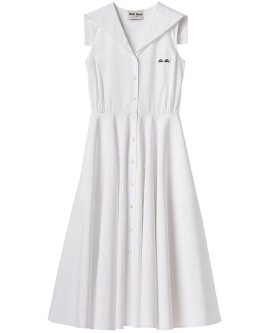 Miu Miu White Sailor-collar Cotton Minidress