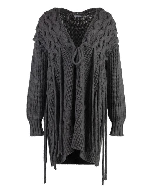 Malo Gray Cable-Knit Cardigan