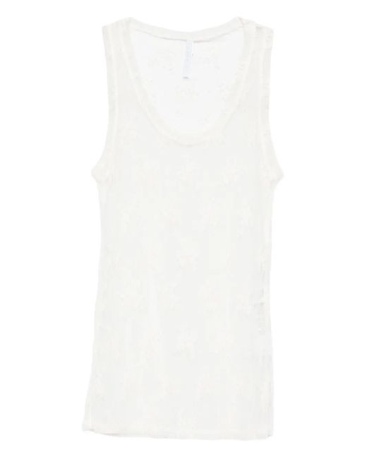 Top sin mangas con encaje Imperial de color White