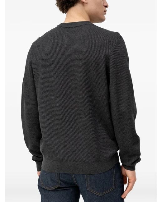 HUGO Black Setal Textured Logo-Patch Jumper for men