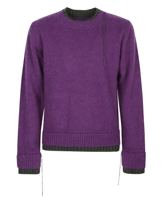 Sacai Purple Double-Layered Ribbed Sweater for men