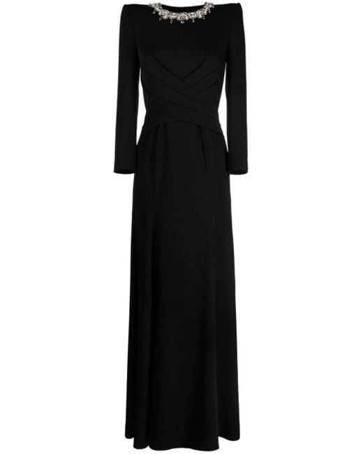 Jenny Packham Black Plaza Crystal-embellished Gown