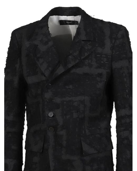 Minus Black Distressed Checked Tailored Blazer for men