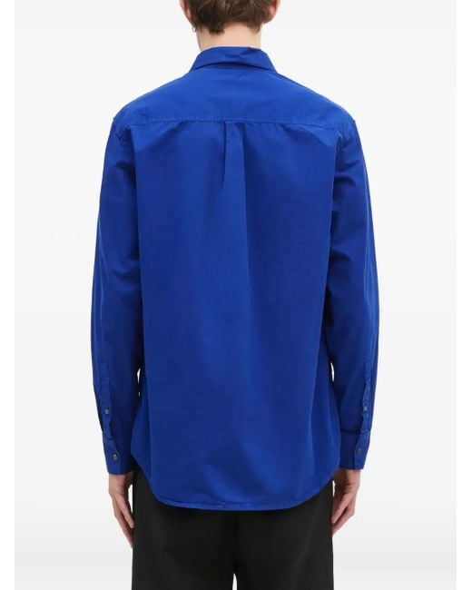 WOOD WOOD Blue Long-Sleeve Collared-Neckline Shirt for men