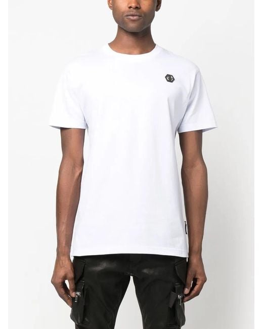 Philipp Plein White Logo-Patch T-Shirt for men
