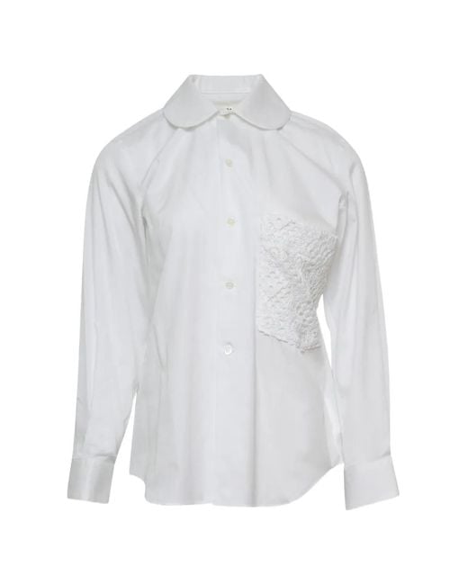 Comme des Garçons White Bluse Mit Spitzen-Patch