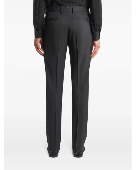 Etro Black Slim-Fit Trousers With Silk Details for men