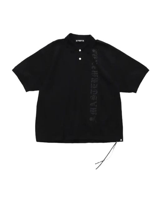 Mastermind Japan Black Skull-Print Short-Sleeved Polo Shirt for men