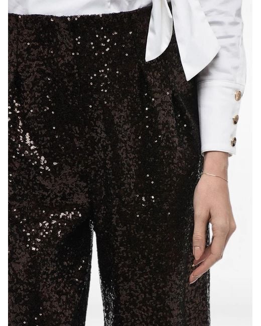 In the mood for love Black Clyde Sequin-Embellished Wide-Leg Trousers